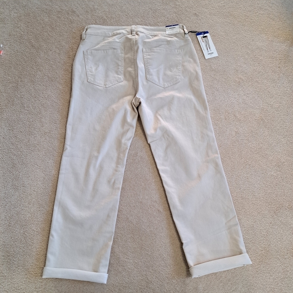 Santana Jeans Cropped Cream Denim Women's Size 10 Capri Stretch Pants NWT - Picture 10 of 10